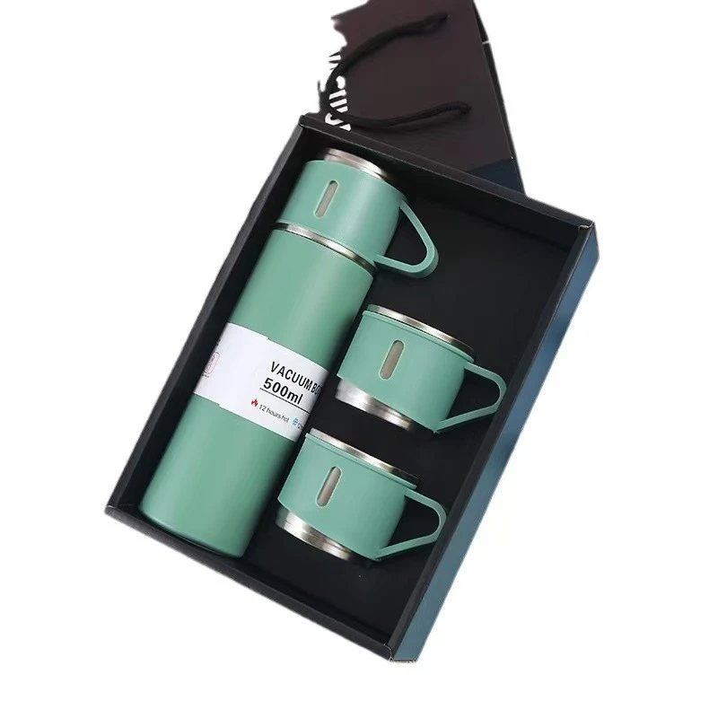 Cupa creativă de 500ml17 oz cu trei capace set de cupe de cafea izolate din oțel inoxidabil